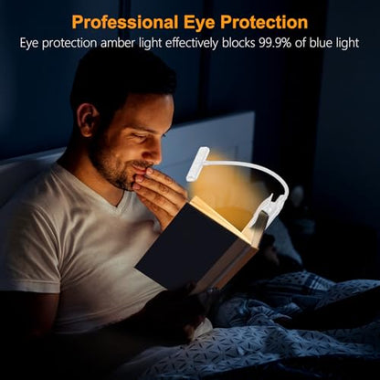 Gritin 19 LED Rechargeable Book Light for Reading in Bed | Eye Caring 3 Color Temps,Stepless Dimming Brightness,Memory Function,90 Hrs Runtime Lightweight Clip on Light-White - color: White