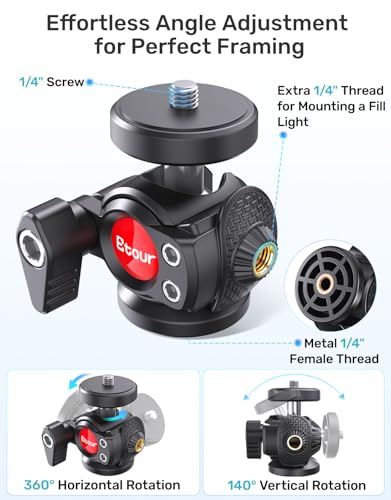 Webcam Stand for Desk, Raise Height Desktop Stand with Adjustment for Logitech Webcam C920 C922 BRIO, 360°Rotatable Ballhead Desktop Tripod for Live Streaming/Video Calling with 1/4" Thread - size: 15.3" - 25.8" in height