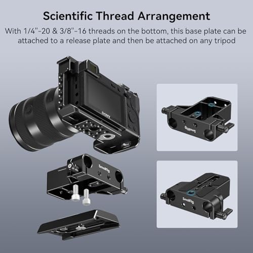 SMALLRIG Camera Base Plate with 15mm LWS Rod Rail Clamp, Baseplate for Sony A6500 A6600 A6300, for Canon R5 R6, for Sony A7SIII / A7III, Both for Cameras & Cages - style: Base Plate