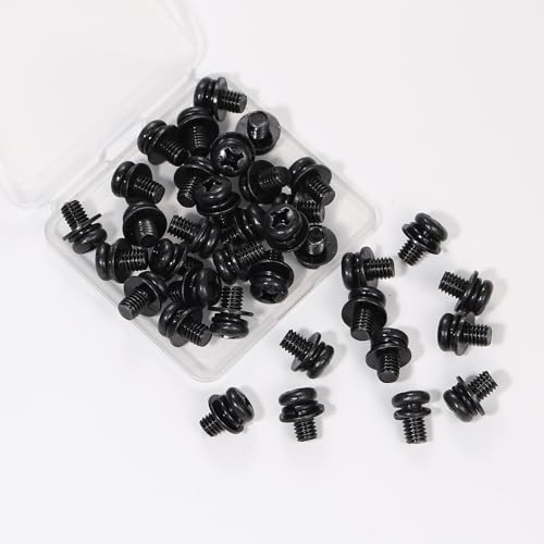 20 PCS Vesa Screws, VESA Compatible M6x10mm TV/Monitor Wall Mount Screws for 75x75mm and 100x100mm Brackets. Phillips Head M6 x 10mm Black with Washers (20, M6 x 10mm) - size: M6, style: 20 PCS