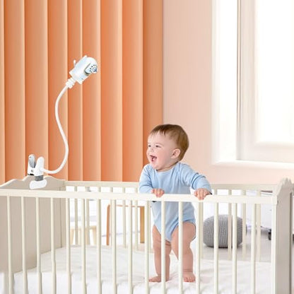 Baby Monitor Mount Holder Compatible with Infant Optics DXR-8/DXR-8 Pro, Momcozy BM01/BM03/BM04 and Other Cameras with 1/4" Threaded Hole, 16 inches Flexible Clip Clamp Mount Without Tools - color: White