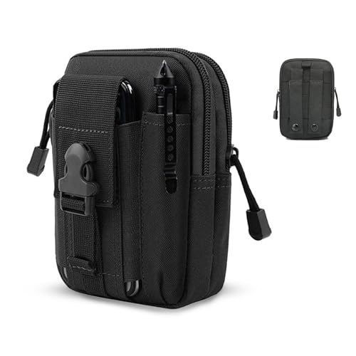 Belt Pouch, Tactical Molle Phone Pouch EDC Utility Pouches Waist Bag, Small Cell Phone Holster Gear Tool Gadget Pocket for Men - color: Black