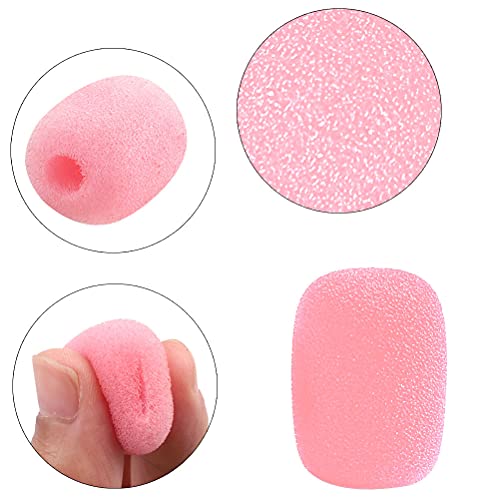 SUMAJU 10 Pack Lapel Headset Microphone Windscreen,Christmas Stocking Stuffers Microphone Sponge Foam Cover Mini Size Lavalier Microphone Windscreen for Variety of Headset Microphone, Pink - color: pink