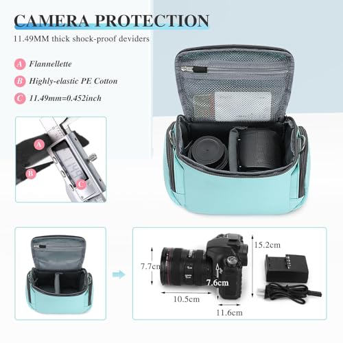 G-raphy Camera Bag Case Compact Lightweight Shoulder Crossbody Sling Photography Bags for Nikon Canon Sony DSLR SLR Mirrorless with Removal Straps Mint - color: Mint