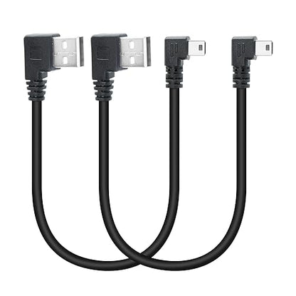 Short Mini USB Charging Cable 9inch, 90 Degree USB 2.0 A Male to Mini USB Right Angle Male Data Sync and Charge Cable, for Dash Cam, DigitalCamera, Hard Drive, MP3 Player, Phone (2Pcs) - style: 2Pcs Mini USB - Right Angle