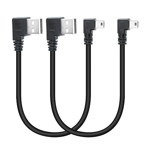 Short Mini USB Charging Cable 9inch, 90 Degree USB 2.0 A Male to Mini USB Right Angle Male Data Sync and Charge Cable, for Dash Cam, DigitalCamera, Hard Drive, MP3 Player, Phone (2Pcs) - style: 2Pcs Mini USB - Right Angle
