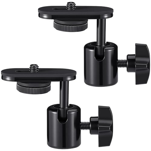 Konohan 2 Pack Camera Mount Mic Stand Adapter Ball-and-Socket Head Mic Stand Adapter Fits Standard 1/4-20 Camera Threads