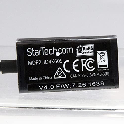 StarTech Active Mini DP to HDMI 2.0 Adapter, 4K 60Hz (MDP2HD4K60S) - color: Black, style: 4K 60Hz
