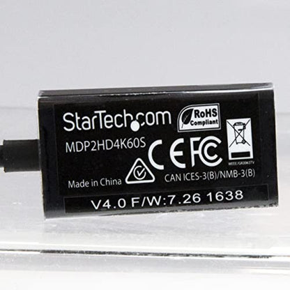 StarTech Active Mini DP to HDMI 2.0 Adapter, 4K 60Hz (MDP2HD4K60S) | Thunderbolt to HDMI, Thunderbolt 1/2 MacBook/Air/Mini, Surface Pro 1-6, 18Gbps, 7.1ch Audio, HDCP 2.2, mDP to HDMI, 4096x2160 - color: Black, style: 4K 60Hz