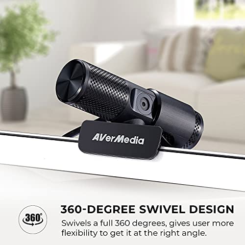 AVerMedia Live Streamer Cam 313 - Full HD 1080P Webcam with Privacy Shutter, Dual Microphone, 360 Degree Swivel for Video Conference - NDAA Compliant (PW313) - style: 1080p30 Fixed Focus
