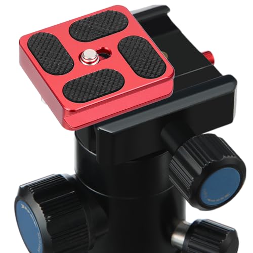 Frienda 2 Pieces Metal Quick Release Plate with 1/4''-20 Camera Screw Tripod Mount Plate Fits Standard for DSLR Camera Tripod Ball Head(Red,Pu40) - color: Red, style: PU40