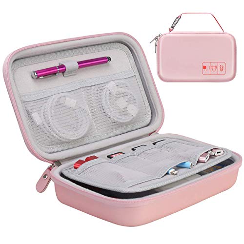 Canboc Hard Travel Electronic Organizer Case for MacBook Power Adapter Charger, Cable, Mouse Power Bank, Apple Pencil, USB Flash Disk, SD Card, Small Portable Accessories Bag, Rose Gold - color: A-Rose Gold