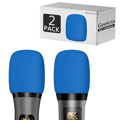 Geekria for Creators Foam Windscreen for 1.6'' Diameter Microphones, Antipop Windshield, Mic Wind Cover, Sponge Foam Filter Compatible with Bietrun WXM09, WXM21 (Blue / 2 Pack) - color: Blue