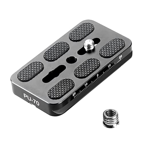 Manbily Camera Quick Release Ball Head (70x38mm) 1/4" Screw Universal Metal Arca Swiss Quick Release Plate Tripod Adapter Mount QR Plate for DSLR Camera (PU-70)