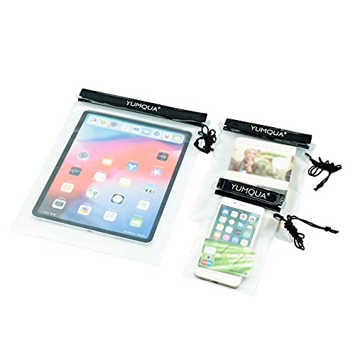 YUMQUA Clear Waterproof Bag, Waterproof Document Pouch Passport Holder Water Tight Map Case Waterproof Pouch Water Proof Small Dry Bags for Kindle Phone Tablet Camera, Kayak Boat PaddleBoard - color: Black