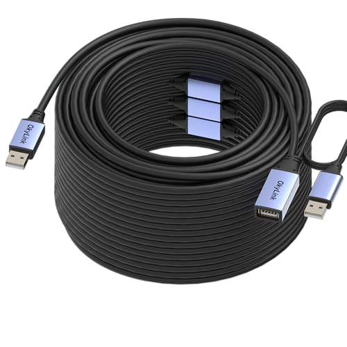 OkyLink Active USB 2.0 Extension Cable A to A, Male to Female 130ft(40M) | 480Mbps Signal booster cord, compatible with printer, mouse, keyboard, scanner, camera - size: 130ft (40m)