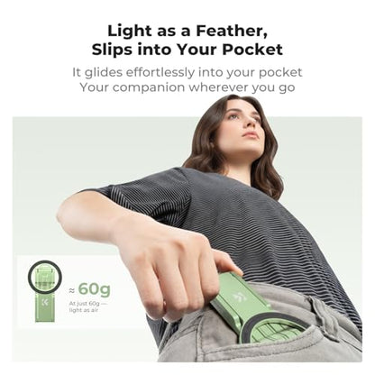 K&F CONCEPT 7mm 59g Magnetic Phone Stand, Foldable Selfie Stick for iPhone, Dual-Sided Magnets Mini Tripod Pocket Cell Phone Stand with Hook, Compatible with iPhone 17-12 Series Android Phones - color: Green