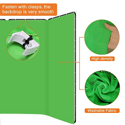 7.87ft x 13.12ft Green Screen Backdrop with Stand, Large Collapsible Green Backdrop with Heavy Duty Stand for Parties, Photography, Video Shooting, Live Streaming, Gaming