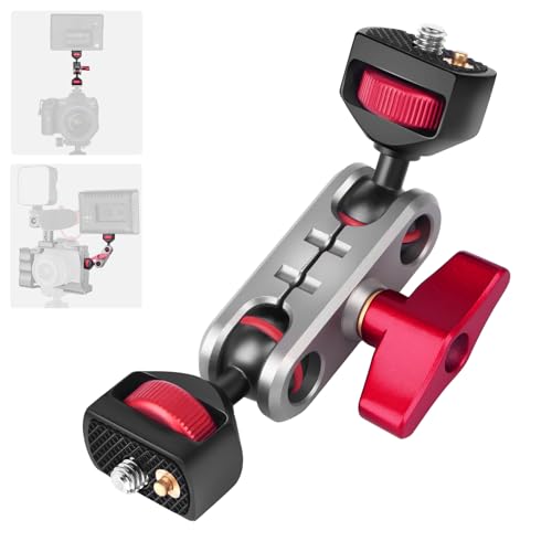 cametv Camera Magic Arm with Dual Ball Head & 1/4" Screws, Aluminum Magic Arm Camera Mount 360° Rotation for Monitor/LED Light/Microphone/Cage/Tripod (64005) - style: Double Head