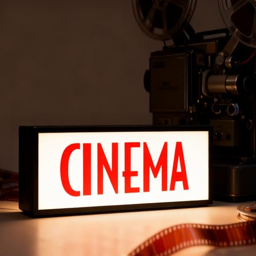 Vintage CINEMA Marquee Lightbox LED Cinema Sign with Remote Control USB Powered Wall Mountable Dimmable Neon Sign for Family Movie Nights Theater Lobby Film Studio Decoration(11.8 * 5.9 * 1.97in) - color: CINEMA