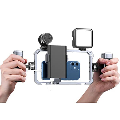 ULANZI Universal Phone Video Rig Kit with Handles, Aluminum Handheld Stabilizer Phone Video Filmmaking Grip for Video Maker Videographer with Cold Shoe for iPhone 16 15 14 13 Mini Pro Max 8 Plus