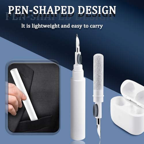 Cleaner Kit for Airpods Pro 1 2 3, 3-in-1 Multi-Function Cleaning Pen Tools Soft Brush Flocking Sponge & Metal Tip for Earbuds, Wireless Earphones, iPhone, Camera, Lens, Bluetooth Headphones (White)