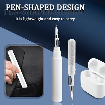 Cleaner Kit for Airpods Pro 1 2 3, 3-in-1 Multi-Function Cleaning Pen Tools Soft Brush Flocking Sponge & Metal Tip for Earbuds, Wireless Earphones, iPhone, Camera, Lens, Bluetooth Headphones (White)