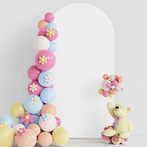 Putros Wedding Arch Cover 6.6FT White Spandex Fitted Round Top Chiara Backdrop Stand Covers for Birthday Party Decoration - color: White, size: 6.6FT