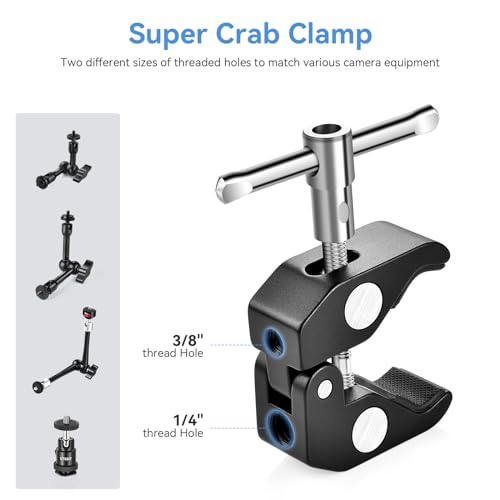 UTEBIT 11" Magic Arm Clamp with Super Clamp | ARRI 1/4" Thread, ARRI 3/8" Thread - size: 11inch