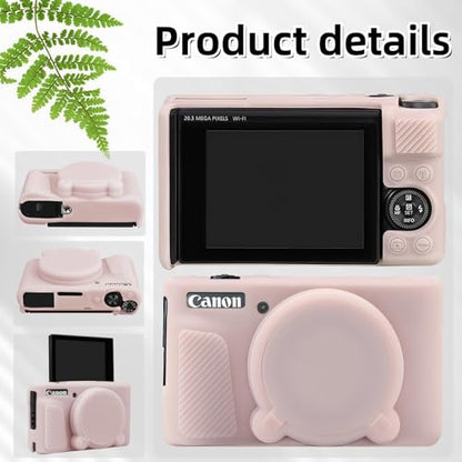 Camera Case for Canon PowerShot SX740/ SX730 Digital Camera,SX740 HS Case, Soft Silicone Protective Case Removable Lens Cover,Comes with 2 Screen Protectors and 1 Wrist Strap. (Jelly Pink) - color: Jelly Pink
