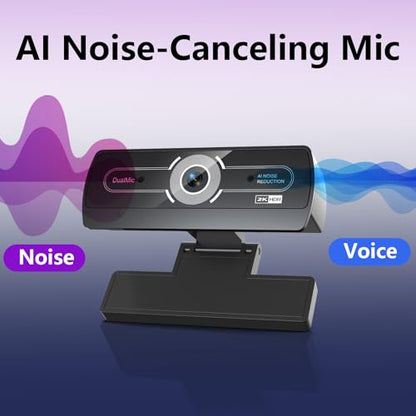 2K Webcam for PC - 2K Ultra HD Computer Camera with PDAF Autofocus, AI Noise-Canceling Mic, USB Plug & Play, 92° FOV & Auto Lighting Correction for Laptop & Desktop (Social Streaming Video Call) - style: 2K webcam