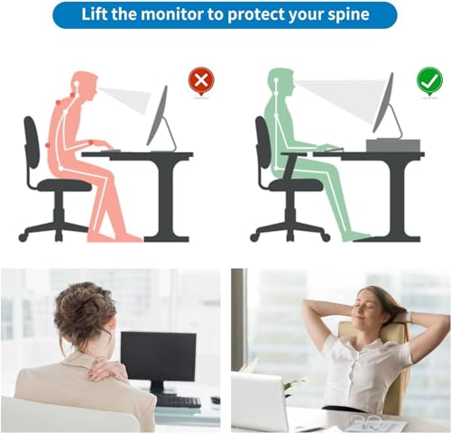 gianotter Computer Monitor Stand Riser, office organizer with Drawer, Office Organizers Storage for Classroom Office Supplies (Blue) - color: Blue
