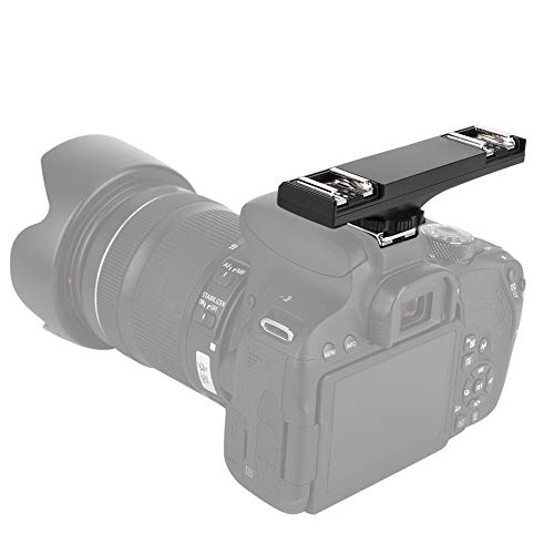 Dual Hot Shoe Splitter Camera Shoe Mounts, Dual Hot Shoe Flash Speedlite Light Bracket for SLR Camera Camcorder, Extension Bar Mount Cold Shoe Extension Bracket (for Canon)