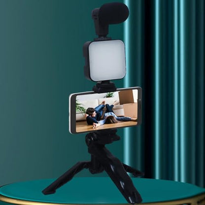 Smartphone Camera Video Kit | Content Creator for Podcast and VloggingSmartphone Vlogging Kit with LED Light for Video Live Streaming Recording