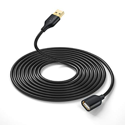 Extra Long USB Extension - 16Ft (5M) USB 2.0 A Male to A Female Cable for Flash Drive, Hard Drive, Keyboard, Mouse, Printer, Camera - Black - color: Black, size: 16 feet