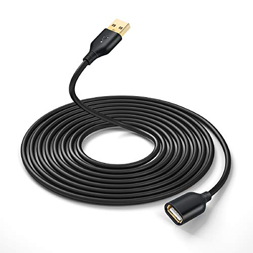 Extra Long USB Extension - 16Ft (5M) USB 2.0 A Male to A Female Cable for Flash Drive, Hard Drive, Keyboard, Mouse, Printer, Camera - Black - color: Black, size: 16 feet