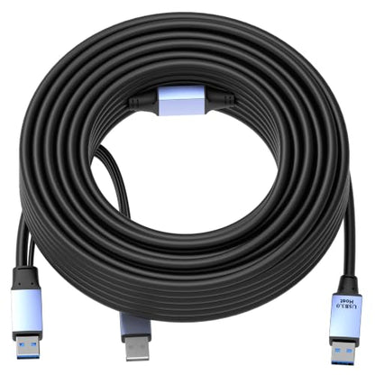 OkyLink Active USB 3.0 Data Cable A to A, Male to Male 5Gbps, 50ft | 15M, 3.2 Gen 1, With power cable and repeater, for Industrial Automation and CCTV System - color: USB3.0(5Gbps), size: 50ft (15m)