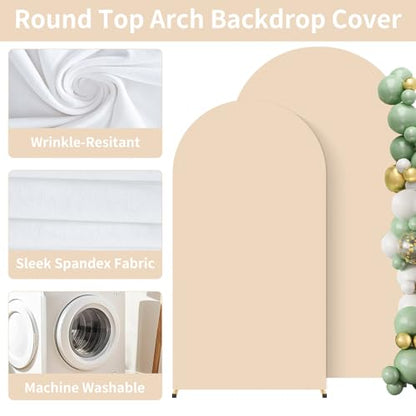 2 Pack Arch Backdrop Stand and Cover Set (7.2FT/6FT), Balloon Arch Stand, Metal Background Arch Stand, Backdrop Arch Frame, Wedding Arch for Backdrop (Apricot Cover) - color: Arch with Apricot Cover-(7.2FT/6FT)