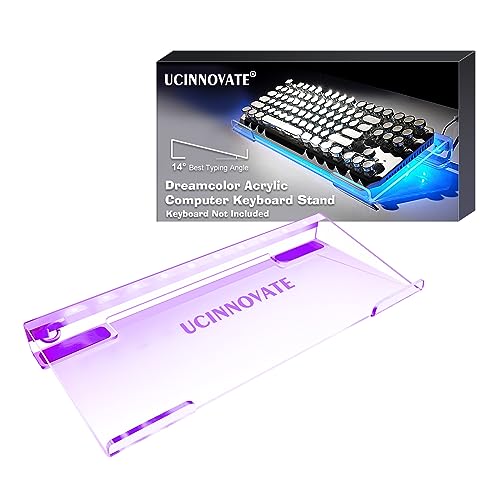 UCINNOVATE RGB Acrylic Computer Keyboard Stand, LED Backlit Keyboard Stand Tray, 75% 80% Gaming Keyboard USB Interface Titled Keyboard Stand for Easy Ergonomic Typing and Working Office Desk, Home - color: RGB, size: 80%