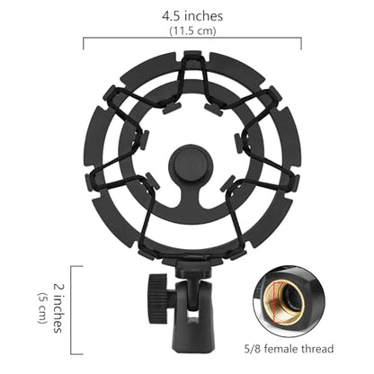 Geekria for Creators Microphone Shock Mount Compatible with Shure MV7, MV7+, SM7B, MV7X Mic Anti-Vibration Suspension Adapter Clamp Mic Holder Clip (Black)