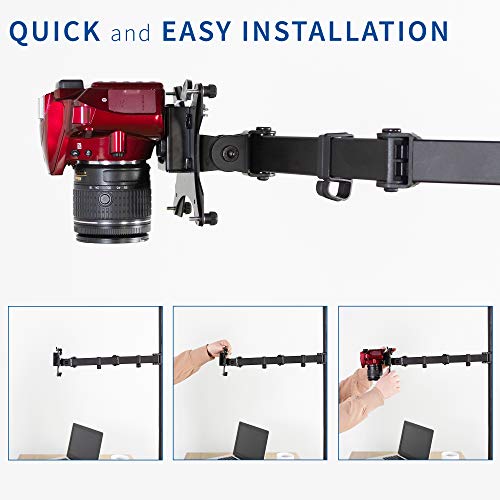 VIVO Universal VESA Adapter Bracket Kit for Cameras, Photo or Video Shooting, 1/4 inch Mount, Attach to Monitor Stand or Tripod, Overhead Portrait or Landscape, Black, MOUNT-V00CAM