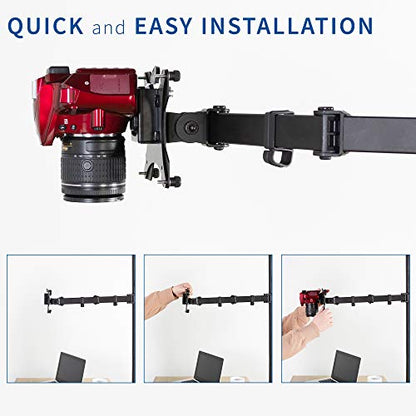 VIVO Universal VESA Adapter Bracket Kit for Cameras, Photo or Video Shooting, 1/4 inch Mount, Attach to Monitor Stand or Tripod, Overhead Portrait or Landscape, Black, MOUNT-V00CAM