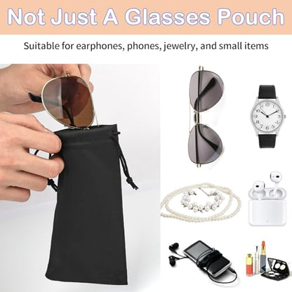 Hoiny 6 Pcs Microfiber Glasses Sunglasses Pouch with 2 Cleaning Cloths, Soft Drawstring Storage Bag for Phone, Eyeglass Case - color: Multi Color