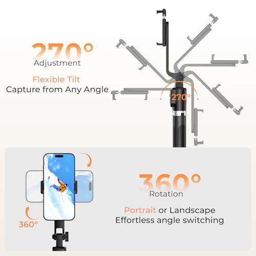 Sensyne Selfie Stick for Phone, Extendable Travel Tripod with Detachable Remote for Photography, Selfies, Compatible with All Cell Phones, Black - color: Black