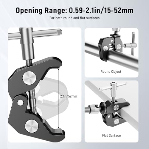 NEEWER 9.8"/25cm Magic Arm with Super Clamp & Cleaning Cloth, 1/4" & 3/8" Threads for Flash/LED Light/Microphone/DSLR Camera Monitor Compatible with SmallRig Camera Cage, Max Load: 4.4lb/2kg, ST25C - style: 9.8"/25cm w/Cleaning Cloth