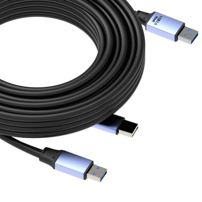 OkyLink Active USB 3.0 Data Cable A to A, Male to Male 5Gbps, 32ft | 10M, 3.2 Gen 1, Comes with power cable and repeater, for long - distance data transfer - color: USB3.0(5Gbps), size: 32ft (10m)