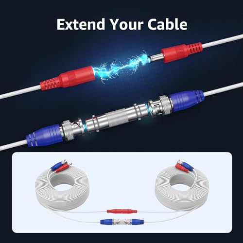 ANNKE 30M/100ft BNC Cable, Video Power Extension Surveillance Camera Cables for CCTV Security DVR System Installation, Free 8X BNC Connectors and 100pcs Cable Clips Included, 4 Pack, White - style: 4pcs 100ft Cable-White