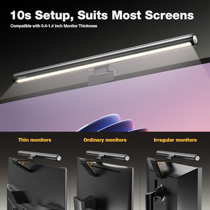 Douxlife Monitor Light Bar with Visual Wireless Remote & Touch Dual Control, Eye-Care Computer Monitor Lamp with Asymmetrical Optical Design, Stepless Dimming Screenbar for Home Office Gaming, Gray - color: Gray