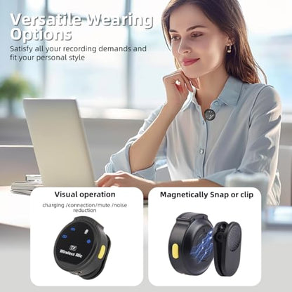 Mini 2 Wireless Lavalier Microphone for iPhone/ipad, Lavalier Microphone with Strong Noise Cancelling, 32H Battery Life with Charging Case, Lapel Mic for Video, Interview, Vlog, YouTube,TikTok