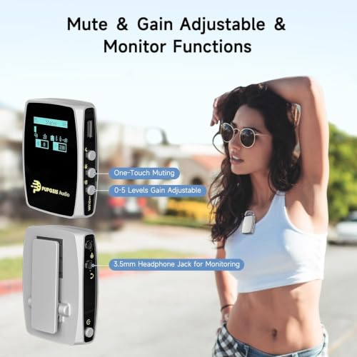 Wireless Lavalier Microphones for phones Cameras, Mini Mic Lapel Wireless Microphone with 20H Battery Life, 64GB TFcard Slot, DSP Noise Cancelling for Record Interview, Vlogs, YouTube, Tiktok (WE10)